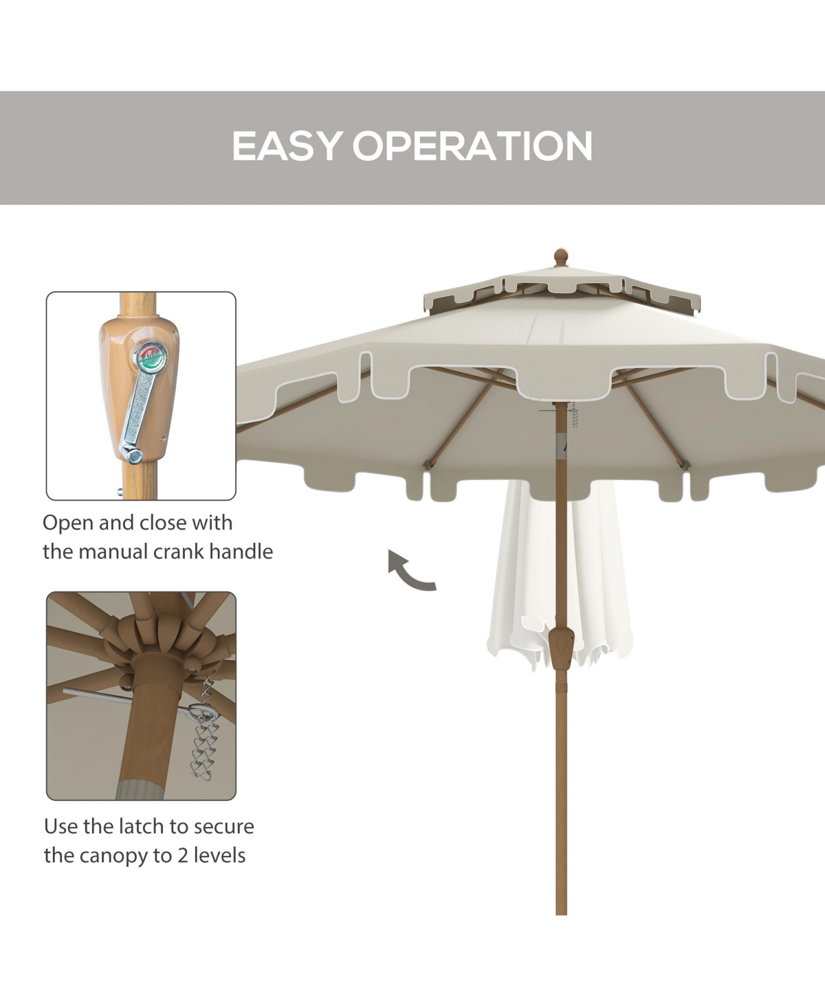 Outsunny 9' Patio Umbrella with Tilt and Crank, Outdoor Umbrella,