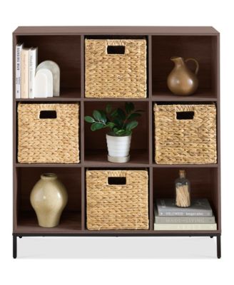 Elevated 9-Cube Storage Organizer, 11in Shelf, Bookcase, Display Shelf, w/ Metal Legs