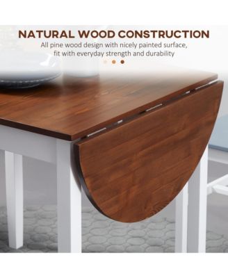 55" Wood Kitchen Table, Drop Leaf Tables for Small Spaces,