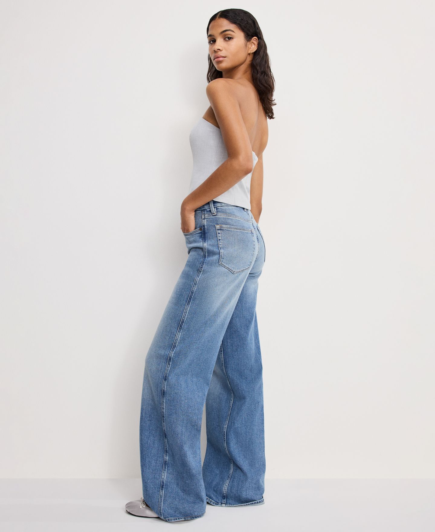 Женские джинсы Good American Skate Wide Leg, цвет: Индиго — фото 4