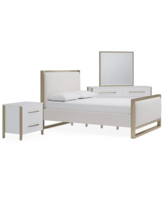 Emila 3-Pc. King Bed Set Upholstered King Bed, 2-Drawer Nightstand and Dresser