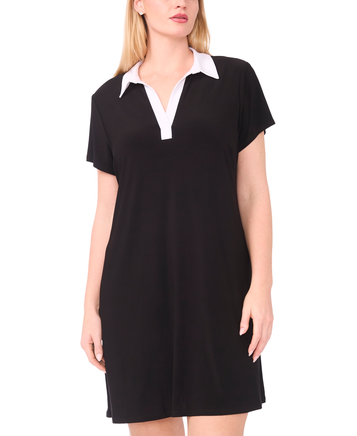 Msk Plus Shirt Collared Shift Dress