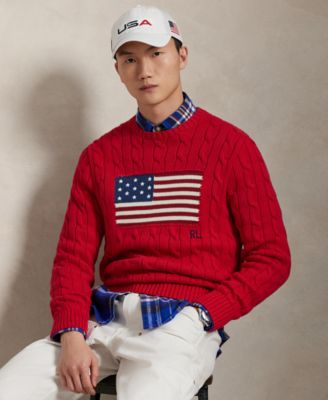 Men's  Cable-Knit Flag Sweater