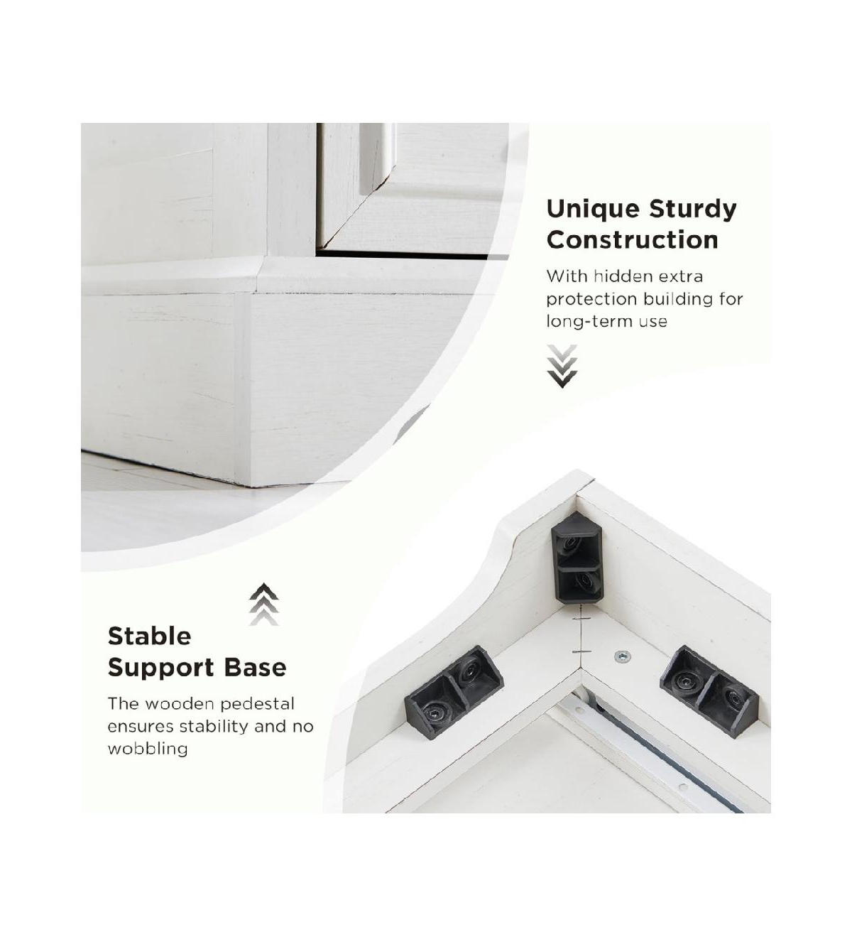 gaomon Farmhouse Nightstand Set of 2 with Charging Station,Rustic Wood Small Dresser, Off White