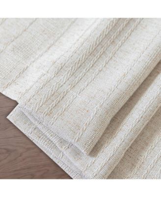 Linen Blend Solid Striped Room Darkening Curtains Pair, 52"Wx 84"L