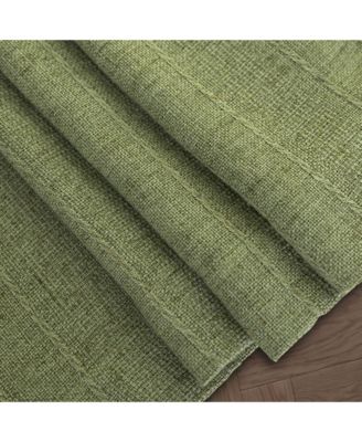 Linen Blend Solid Striped Room Darkening Curtains Pair, 52"Wx 96"L