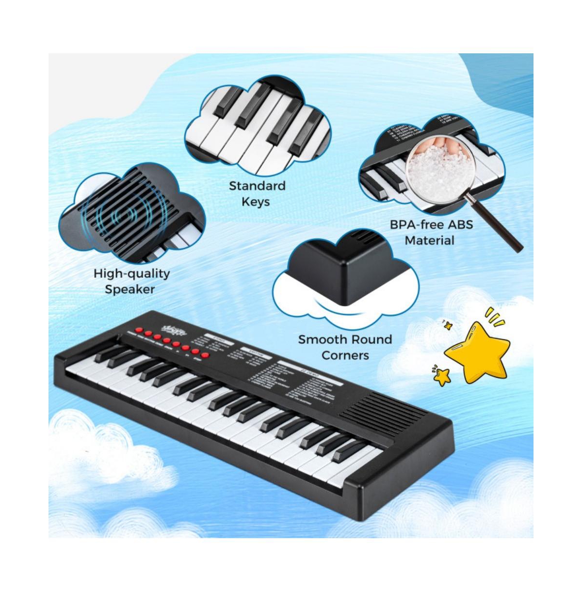 Hongge 37 Key Kids Piano Keyboard with Rhythms and Microphone