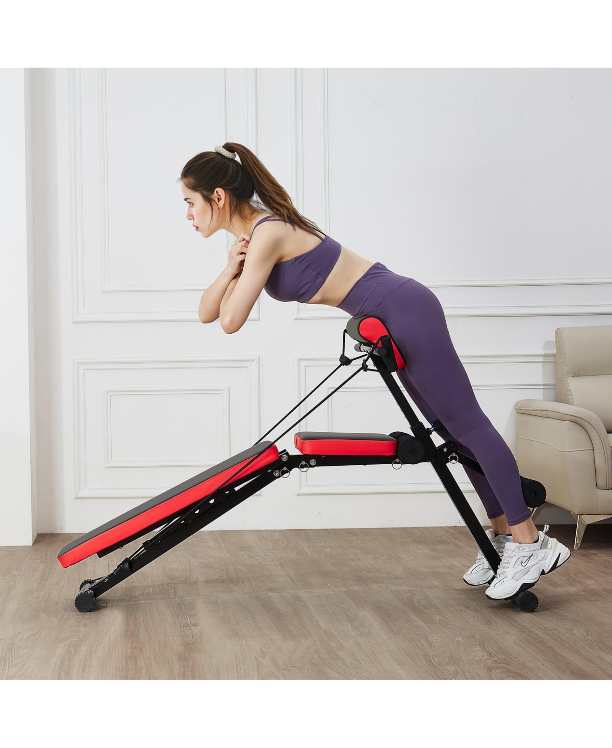 Mecale Multi-Functional Weight Bench, Adjustable Roman Chair and Hyperextension Bench for Back, Core and Arm Training