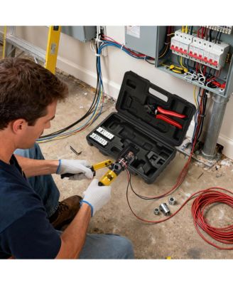 Hydraulic Wire Crimping Tool with Cable Cutter for Battery Cable Lug Terminal 1/8" to 3/16" Deck Railing Hardware