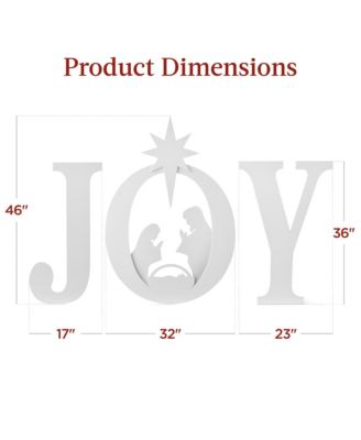 46in Outdoor JOY Christmas Nativity Decoration w/ Weather Resistant PVC, Ground Stakes