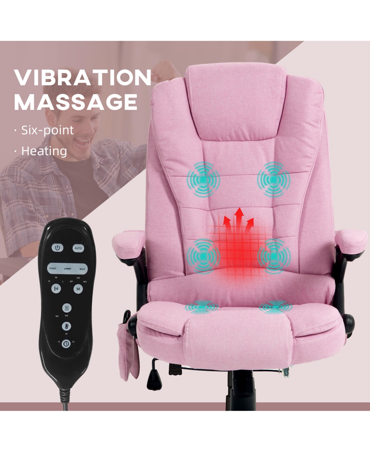 Vinsetto 6 Point Vibrating Massage Office Chair with Lumbar Heat