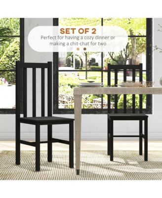 Farmhouse Armless Dining Chairs, Set of 4 with Slat Back,