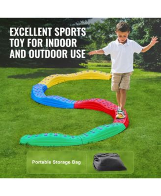 Kids Montessori Balance Beam Set with Non Slip Stepping Boards and Storage Bag