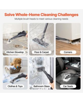 Steam Cleaner, Multipurpose Steamer with 27 Accessories, 51oz Tank & Long Cord, Portable Cleaning for Floors, Grout, Home & Car.