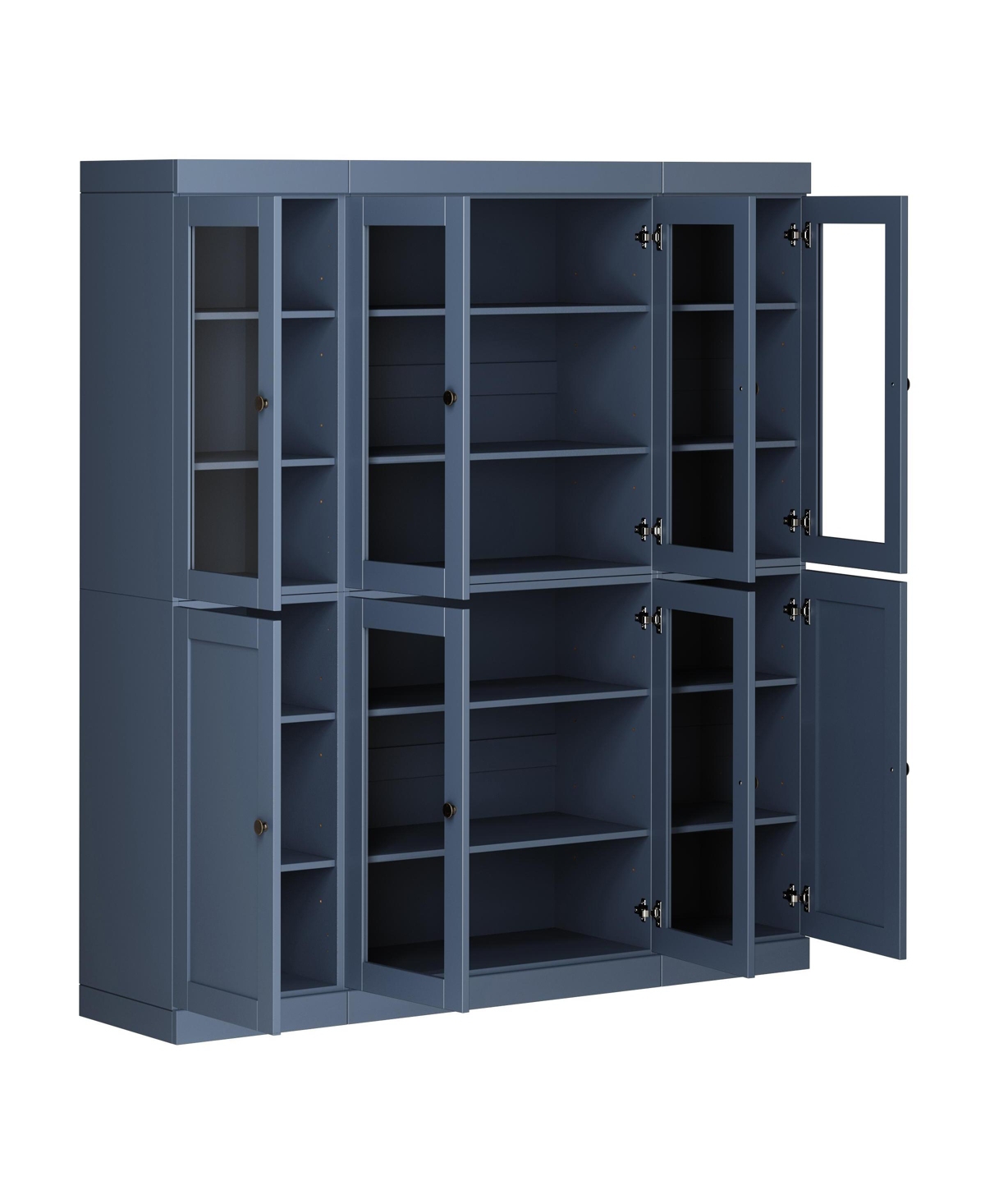 Palace Imports 100% Solid Wood 65" Pantry China Cabinet with Clear Glass, Shaker Doors & Adjustable Shelves