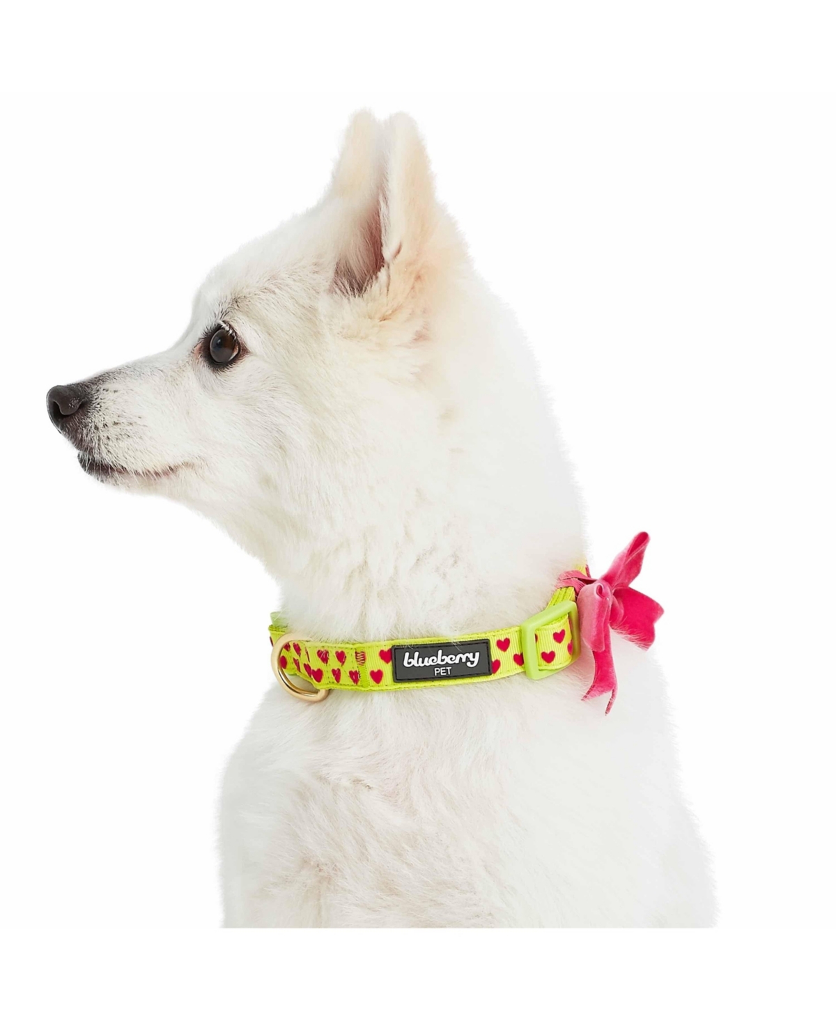 Blueberry Pet Velvety Polka Dot Dog Collar with Bow Baby Pink