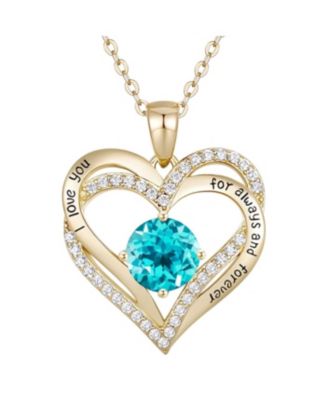 Timeless 14K Gold Plated Heart CZ ''I Love You'' Pendant