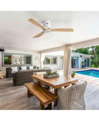 52-inch Modern White 3-Blade Ceiling Fan with Remote Control and Supporting Mobile Device Connection
