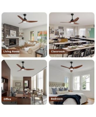 52-inch Modern Black 3-Blade Ceiling Fan with LED Light and Remote Control
