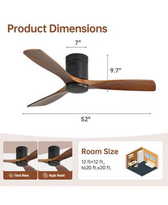 52-inch Modern Black 3-Blade Ceiling Fan with Remote Control and Supporting Mobile Device Connection