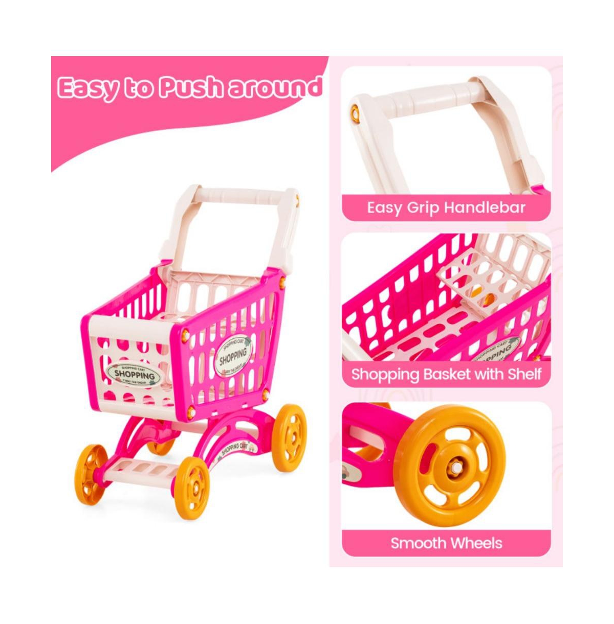 Hongge Kids Supermarket Playset with 76 Piece Grocery Accessories