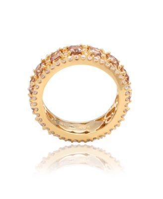 Suzy Levian Sterling Silver Sapphire & Created White Sapphire Modern Eternity Band