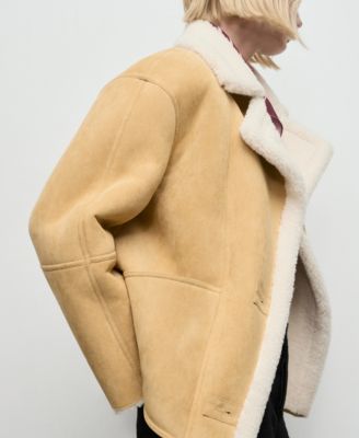 Women's Shearling Collar Faux-Suede Jacket