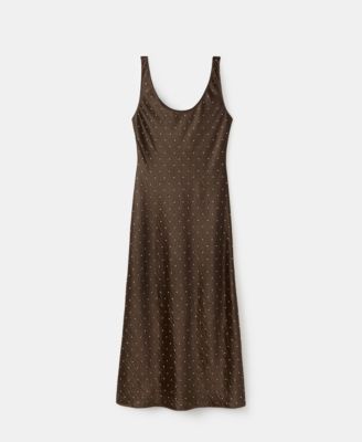 MANGO - Women's Crystals Satin Crinkle-Effect Dress