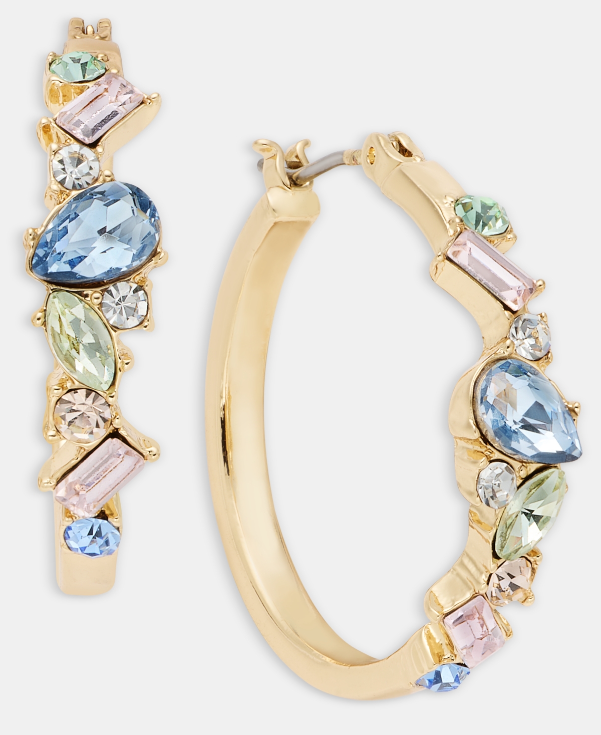 Givenchy Small Multi-Stone Hoop Earrings, 1"