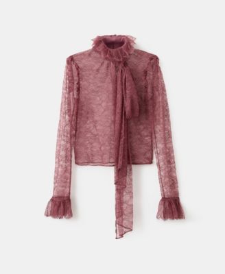 Women's Ruff Collar Lace Blouse