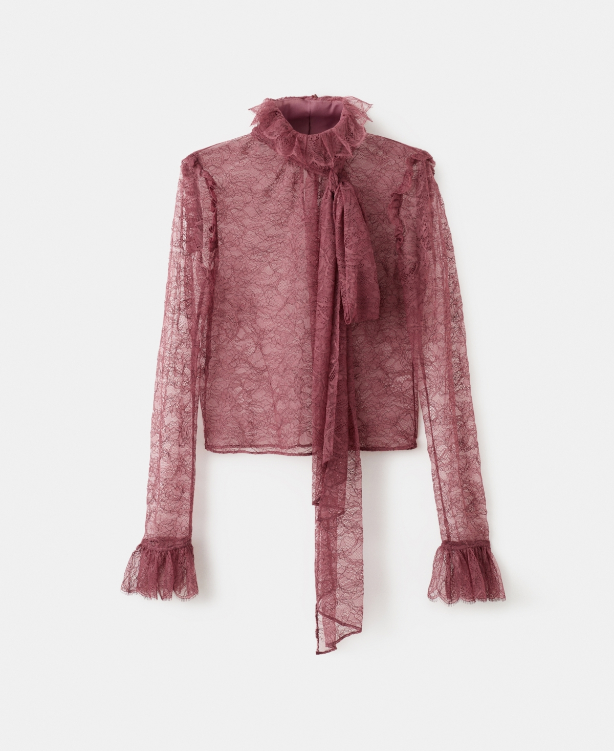 Mango Women's Ruff Collar Lace Blouse