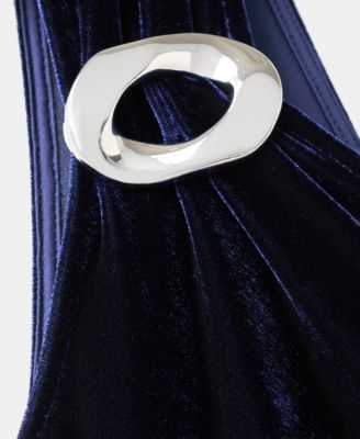Women's Metallic Detail Velvet Jumpsuit