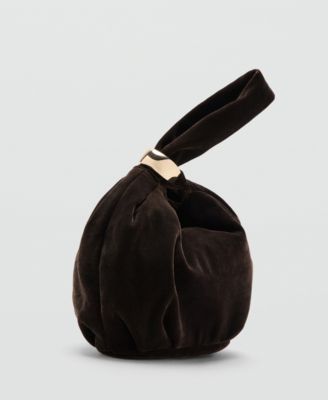 Women's Metallic Detail Velvet Handbag