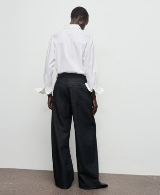 Women's Wide-Leg Pleated Denim Pants