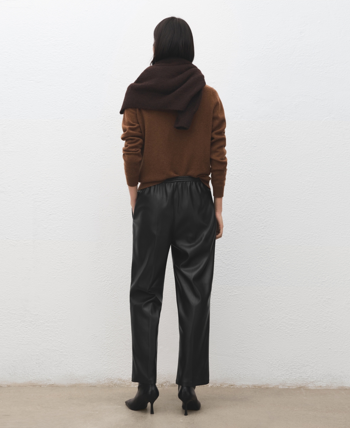 Mango Women's Elastic Waist Faux-Leather Pants