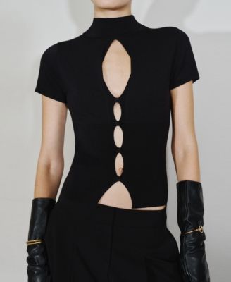 Women's Cut-Out Perkins-Neck Sweater