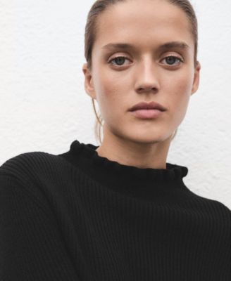 Women's Scalloped Edges Ribbed Sweater