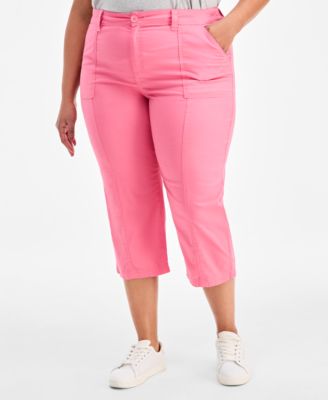 Plus Size Seam Utility Capri Pants