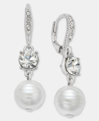 Crystal & Imitation Pearl Double Drop Earrings