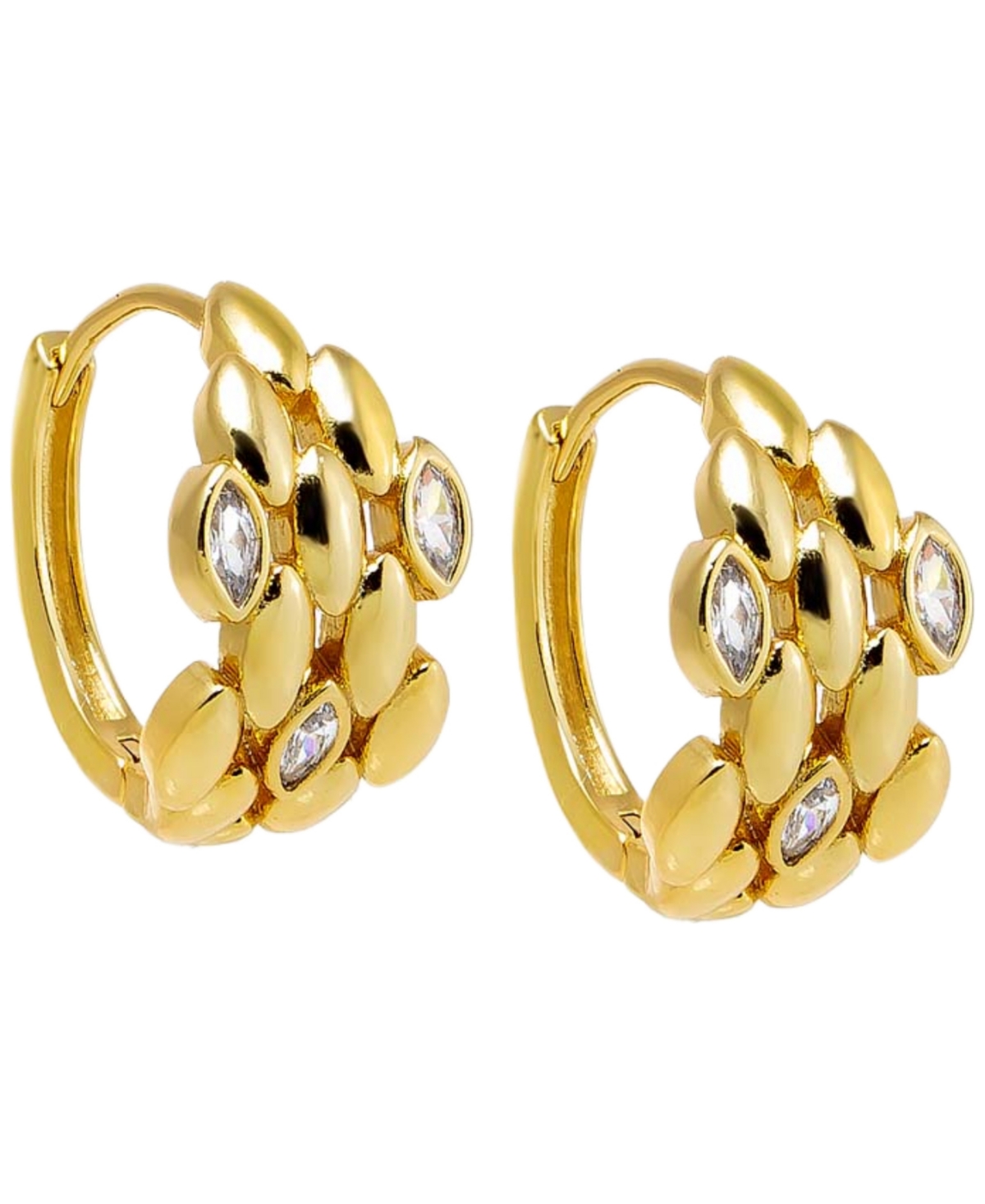 By Adina Eden Cubic Zirconia Gold Plated Scattered Watch Link Huggie Earrings