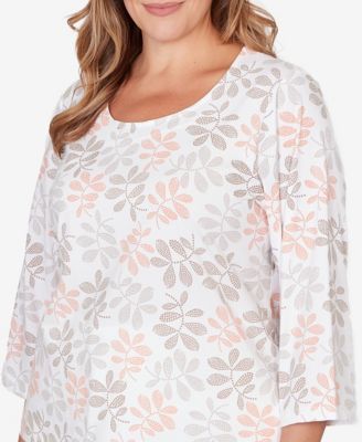 Plus Size Printed Stretch Jersey Scoop Neck Top