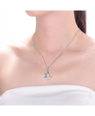 Brilliant Sterling Silver Cubic Zirconia Star of David Pendant Necklace