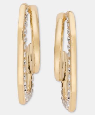 Small Pav&eacute; Geometric Split-Hoop Earrings, 0.73"