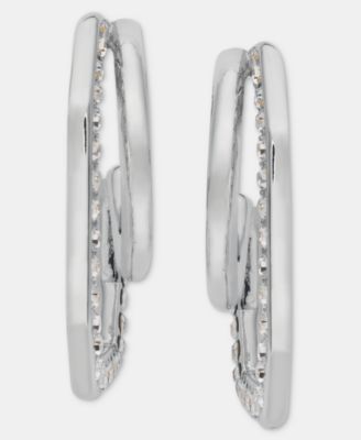 Karl Lagerfeld Paris Small Pave Geometric Split-Hoop Earrings 073 - Silver 21$