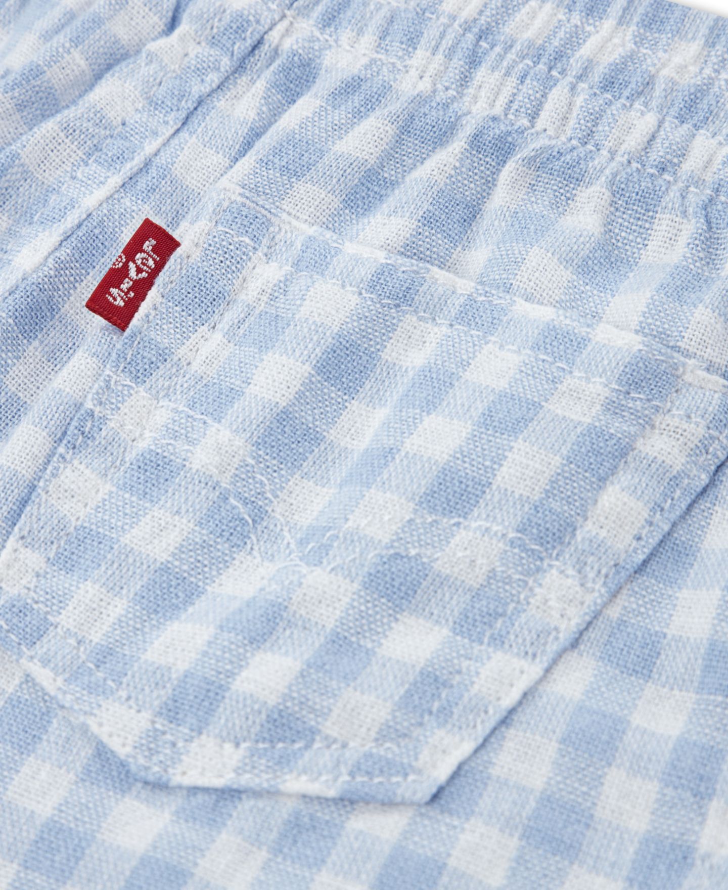 Детский комплект Levi's для малыша: тканая рубашка в клетку гингем и шорты, 2 предмета, цвет: Светлый синий — фото 4