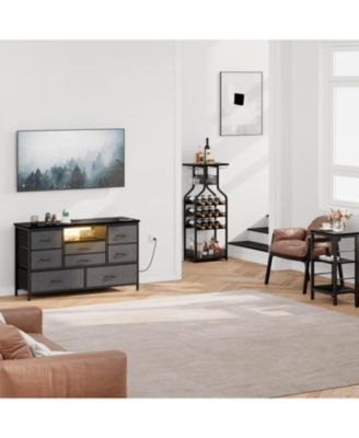 Modern 8-Drawer Dresser TV Stand with RGB LED Lighting, Power Outlet & USB Ports – Fits 55" TVs, Versatile Storage