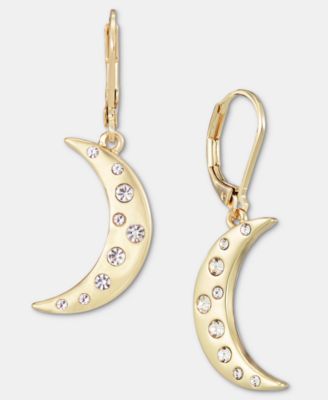 Pav&eacute; Moon Drop Earrings