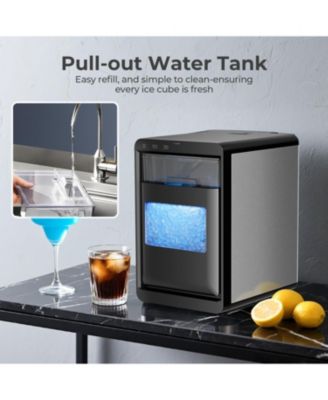 Nugget Ice Maker Countertop - 44LB/Day, Self-Cleaning Portable Ice Machine with LED Display, 10-15 Minute Fast Ice Making for Home/Office/Bar