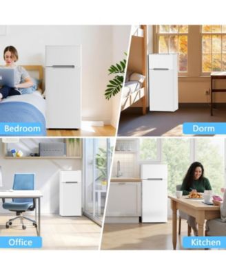 Compact Refrigerator,4.5 Cu.Ft. Mini Separate Freezer Double 2-Door Adjustable Removable Shelves for Apartment/Dorm/Office,WHITE