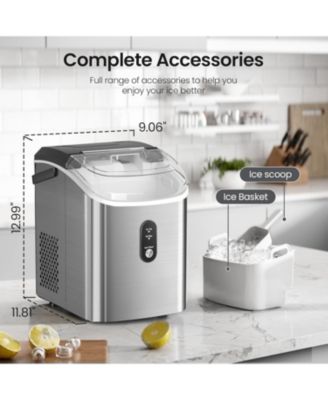 Nugget Ice Makers Countertop, Pellet Ice Maker Machine with Soft Chewable Ice, 34lbs/Day, Pebble Ice Maker Countertop with Self-Cleaning